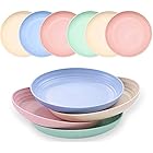 DeeCoo 10 Inch Wheat Straw Deep Dinner Plates - Microwave and Dishwasher Safe, Unbreakable Sturdy Plastic Dinner Plates - Set of 6 - Healthy Cereal Dishes/ Kids-toddler & Adult