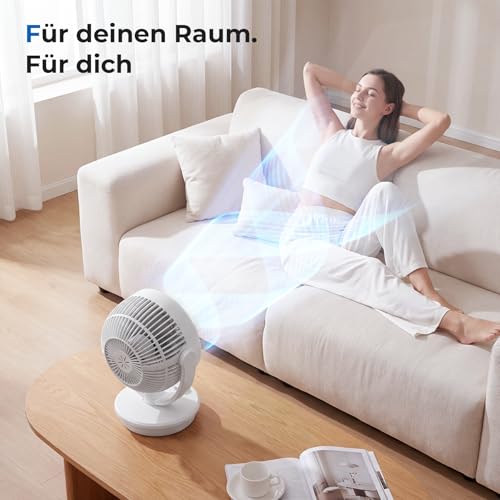 Aeroll Fan Quiet, Table Fan, 3D Turbo Air Circulator with 3 Speed Levels, 130° Vertical & 100° Horizontal Oscillation, Quiet Table Fan for Living Room and Desks