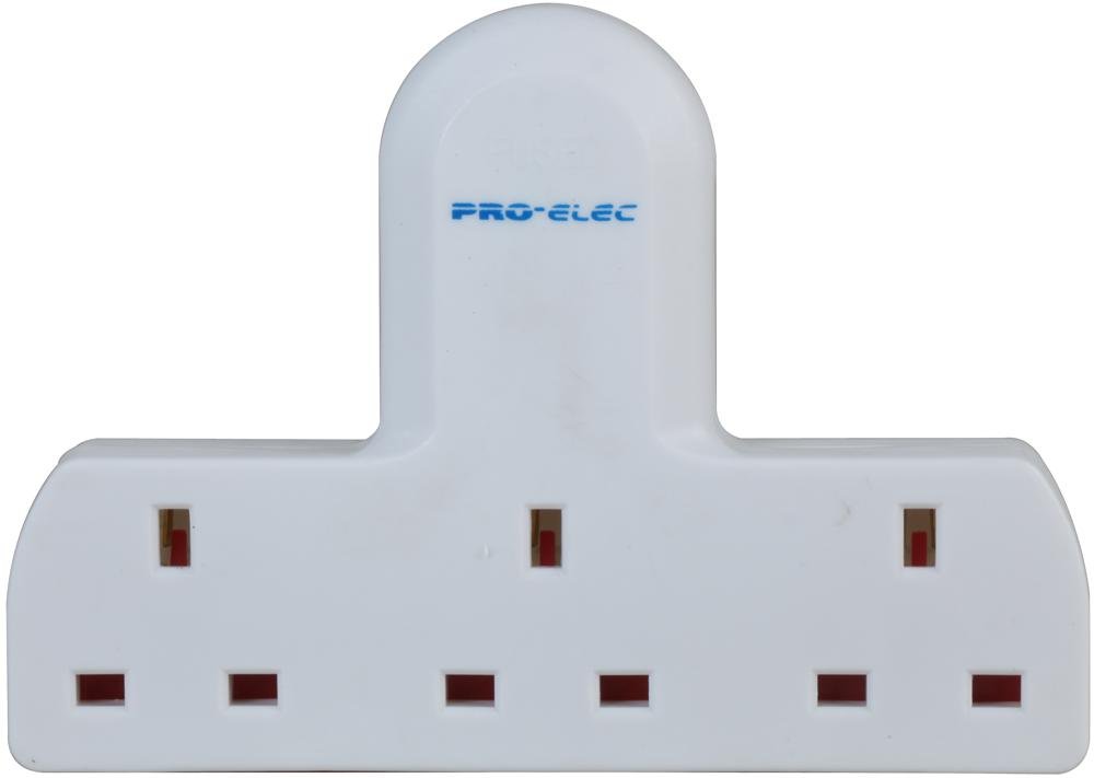 Pro elec 13 A Unswitched 3-Way Plug Adapter,PELB1868