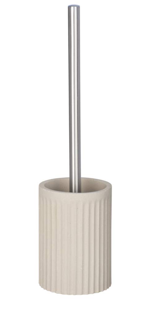 WENKO Ion-Toilet Brush Holder, Cement, Beige, 9.5 x 9.5 x 37 cm