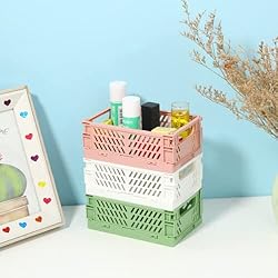 3 Pack Folding Storage Baskets Colorful Organizing