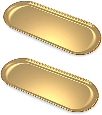 Lolalet 2 Pack Stainless Steel Towel Tray Storage for Candles, 9 Bathroom  Soap Dish Tea Plate, Gold Metal Dresser Trays for Vanity Jewelry Cosmetics  Watch Perfume Key -Oval/Medium price in UAE |