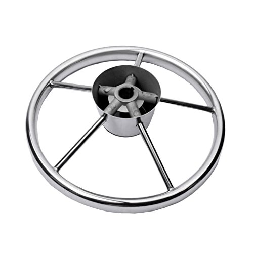 image for D DOLITY 5-Spoke 13-1/2 Inch Stainless Boat Steering Wheel 3/4 Inch Sh