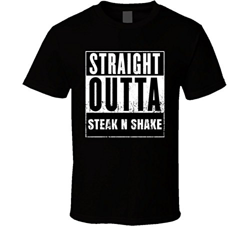Straight Outta Steak N Shake Movie and Fast Food Parody T Shirt 2XL Black