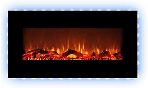 FLAMEandSHADE 42" Electric Fireplace Heater, Wall Fireplace with Remote, Free Standing or Wall Mounted, Flat Panel, 10 Backlight Colors