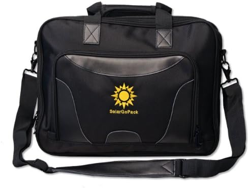 SolarGoPack, solar powered Professional Briefcase, has a 6.5 watt SunPower Solar Panel that charges all mobile devices, Take Your Power with You, comes with a 10k mAh Lithium Ion Battery