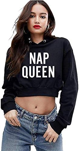 Hustle Bustle Nap Queen Crop Hoodie fir Girls and Women Crop Sweatshirt and Crop Tops or Girls
