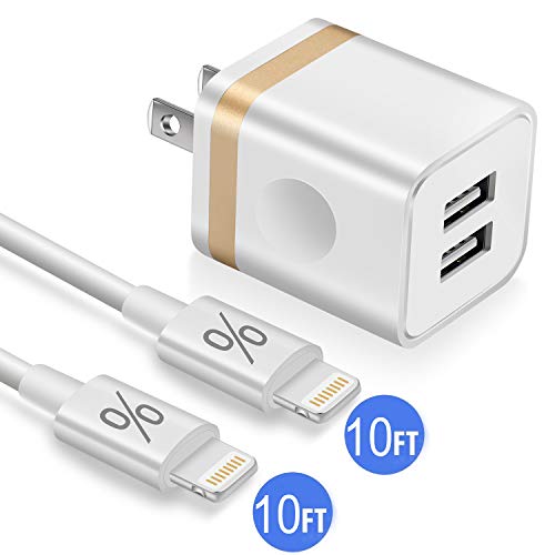 Phone Charger 10ft with Wall Plug