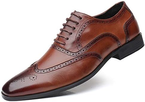 Brogues Shoes for Men Oxford Business Shoes Mens Leather Faux Lace Up Shoes Retro Smart Dress Shoes Wide Fit Wedding Office Flat Black Brown Yellow 5-13 UK