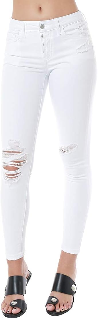 button front white jeans