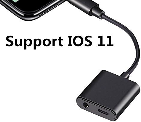 Upgrade Lightning Adapter with iOS 11, SUMDY for iphone 7 Adapter,Lightning to 3.5mm Jack Adapter,AUX Headphone Charger Adapter,for iphone 7 plus adapter Black
