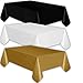 HeroFiber 12 Plastic Tablecloths - Black, White, Gold - Premium Thickness Disposable Table Cover, 108 x 54 Inch, 4 Each Color