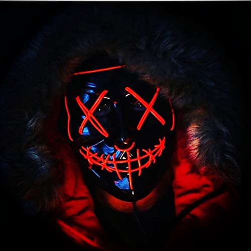 Halloween Masks for AdultsLed Purge Mask Light Up MaskHalloween Mask Led Mask Scary Halloween Mask for Halloween - Thumbnail 7