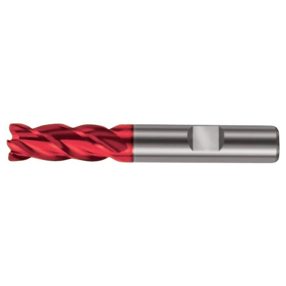 Gühring 9055350080000 "RF 100 U DIN 6527 4-Flute Solid Carbide Ratio End Mill, Silver/Red