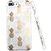 iPhone 7 Plus Case, iPhone 8 Plus Case, JAHOLAN Shiny Gold Pineapple Gray Marble Design Clear Bumper TPU Soft Rubber Silicone Cover Phone Case for Apple iPhone 7 Plus/iPhone 8 Plus
