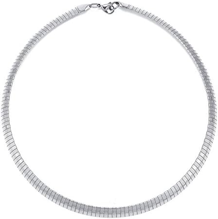 Housweety Stainless Steel 8mm Smooth Choker Necklace Collar Necklace 18 Inch,Silver