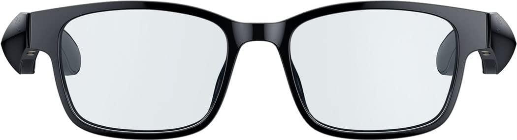 Razer Anzu Smart Glasses (Rectangular, Large Glasses) -Audio Glasses with Blue Light/UV Protective Lenses (Low Latency, Intergrated Mic and Speakers, Touch Enabled, IPX4 Water Ressistant) Black