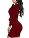 VOGRACE Women's Long Sleeve Cut Out Bandage Bodycon Party Clubwear Dress M Wine Red