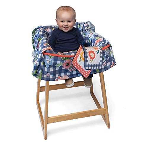 Boppy Shopping Cart and Restaurant High Chair Cover, Navy Blooms