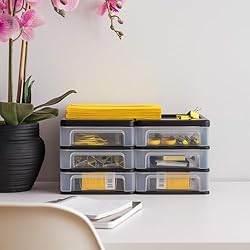 IRIS USA Plastic Stacking Desk Top 3-Drawer Storage