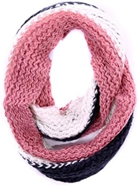 Kassy Striped Knit Infinity Scarf (Pink)
