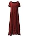 ZANZEA Women's Solid Short Sleeve Fake Two Piece Loose Cotton Linen Maxi Dress Brick red 3XL