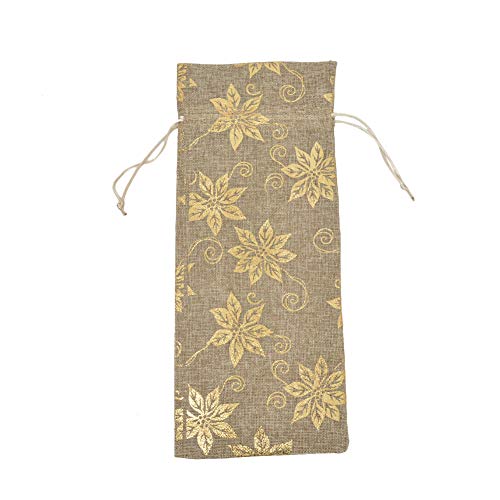 Jute Wine Bags Burlap Wine Bottle Carrier with Drawstring for Wedding Housewarming Party, 6 Pack (Christmas) - Thumbnail 3