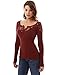 PattyBoutik Women's Henley Crochet Lace Inset Textured Blouse