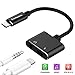 iPhone Headphone Adapter, Dual Lightning Adapter & Splitter, 2 in 1 Aux Headphone Jack Audio & Charge Cable Adapter, 3.5mm Lightning Adapter for iPhone7/7Plus/8/8Plus/X, Support iOS 11 (Black)