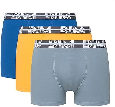 Boxer DIM da uomo in cotone elasticizzato x3 | Cintura grafica colorata | Comfort ottimale | Morbido cotone elasticizzato
