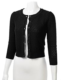 FLORIA suéter de punto de algodón con cuello redondo y mangas 3 4 con botones para mujer (S-3X)
