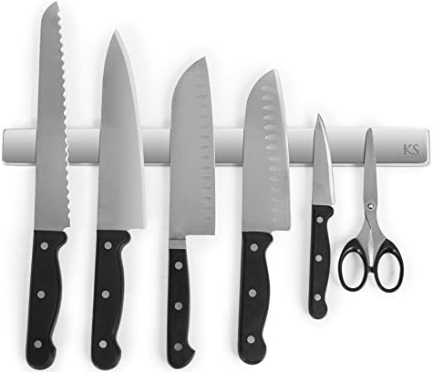 Powerful 16 Inch Magnetic Knife Holder strip Bar Stainless Steel From Kitchen-Style. Multi-Used as Knife Strip, Key Holder, Kitchen &amp; Home Organizer. Easy Installation Guarantee.