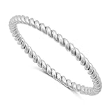 Sterling Silver Stackable Twisted Rope Band Ring - Silver (6)
