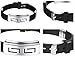 MoAndy Mens's Rubber Bangle Bracelet Jewelry Titanium Steel Rubber Black 22CM Length Adjustable
