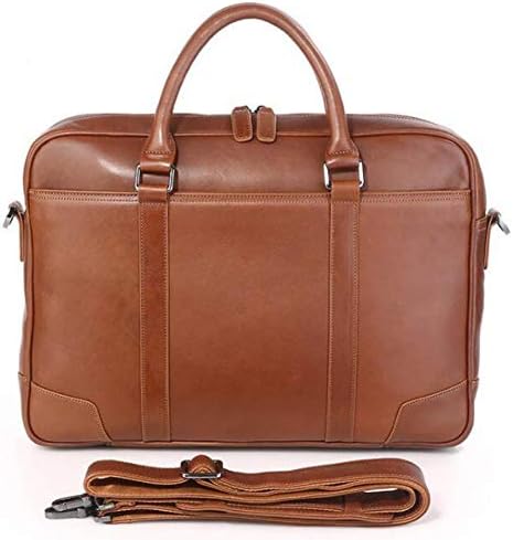 LMSHM Men'S Briefcase Full Grain Leather Messenger 15.6 Inch Laptop Case/Office Tote Bag