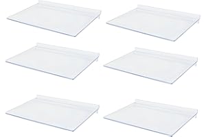 Marketing Holders 6 Pack Acrylic Slatwall J Shelf 10 Inch Wide Clear Floating Retail Product Display for Salons Boutiques and Specialty Shops