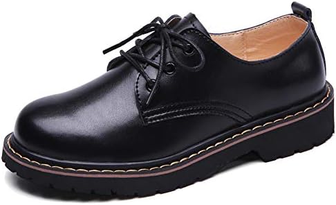 Womens Round Toe Suede Leather Lace up Oxfords Shoes Low Top Casual Sneakers