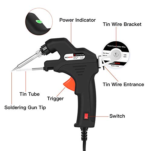 ArchMage Fast-Heating Soldering Gun 110V 15W Energy Efficient Automatic Feed Welding Tool with Rosin Core Solder Wire for Welding Circuit Board, Appliance Repair, Home DIY and More