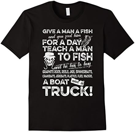 Mens Funny Fishing Shirts For Men Give A Man A Fish T Shirt 2XL Black