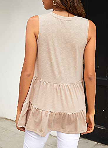 Flowy Tank Tops for Women Dressy Summer Tops Casual Sleeveless Shirts Khaki S