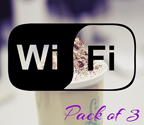 SSS® Pack of 3 BLACK Wifi Free WINDOW Sticker (150mm X 80mm) Decal Internet Sign Cafe Bar Club Office Front Shop7