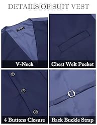 COOFANDY Mens Blue Suit 3 Piece Classic Solid Set