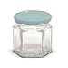 1.5 oz Hexagon Mini Glass Jars with Light Blue Lids and Labels (Pack of 24)