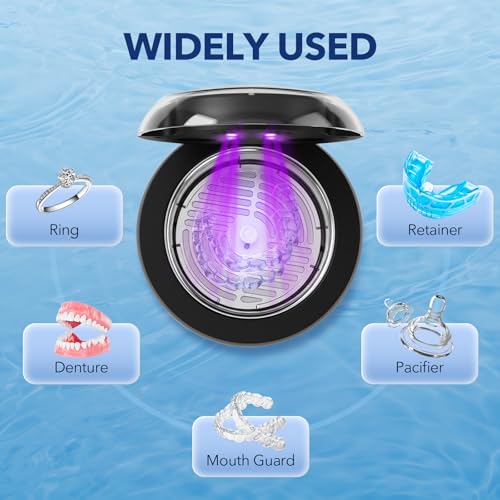 Ultrasonic Retainer Cleaner 45kHz with UV Light 200ml 4 Modes Cleaning Machine for Dentures Retainers Aligners Night Guards Braces Jewellery Rings Necklaces Bracelets Bangles Watches Deep Clean Quiet | Ultrasonic Retainer Cleaner for Dentures, Night Guards, Mouth Guards, Toothbrush Heads, Jewelry