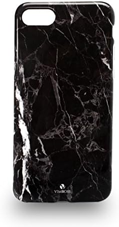 iPhone 7 case Slim Marble, Vimboss Flexible Soft TPU cover with Fabulous Glossy Pattern (Black Marble)