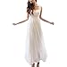 Eva's Eye Women's Sleeveless Chiffon Summer Holiday Beach Strap Maxi Long Dress, White, one size