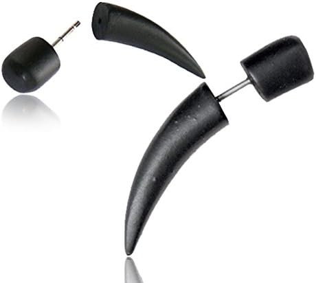 Earth Accessories Fake Gauge Taper Earrings with Organic Wood and Surgical Steel - Sold as a Pair