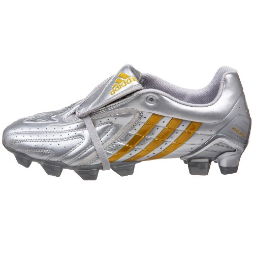 adidas Men's PREDATOR PowerSwerve TRX Firm Ground David Beckham Soccer Cleat,Silver/Gold/Gold,7 