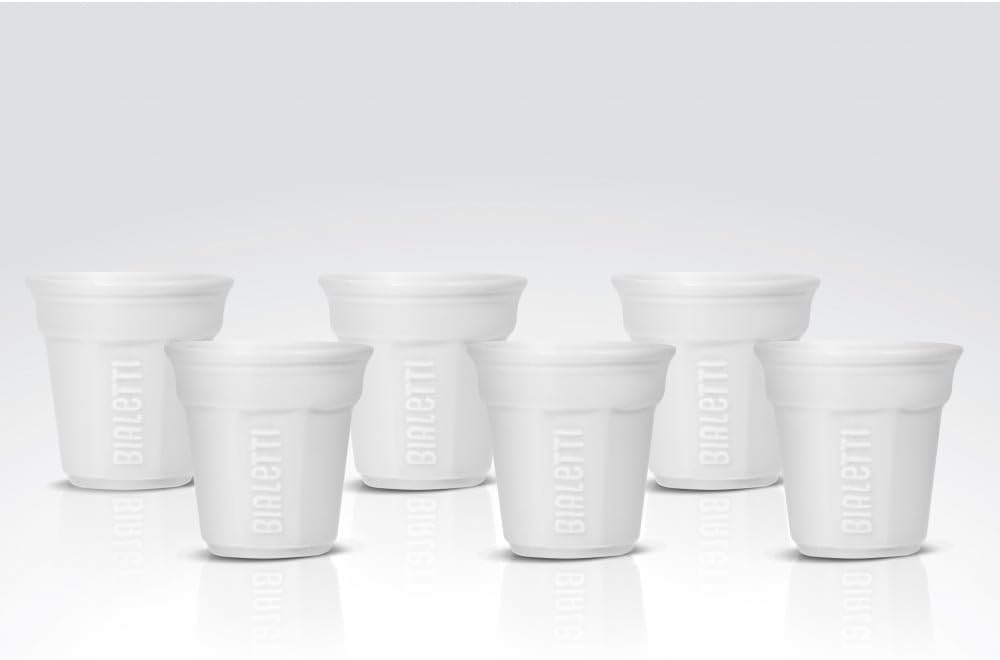 Bialetti Y0TZ502 6 espresso cups, porcelain, white, 6 pieces (pack of 1),
