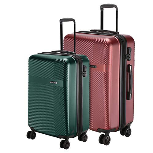 Nasher Miles Fifth Avenue Polycarbonate 55 cm & 65 cm Green, Maroon Hardsided Check-in Luggage (NM S1153 Green Maroon S2)